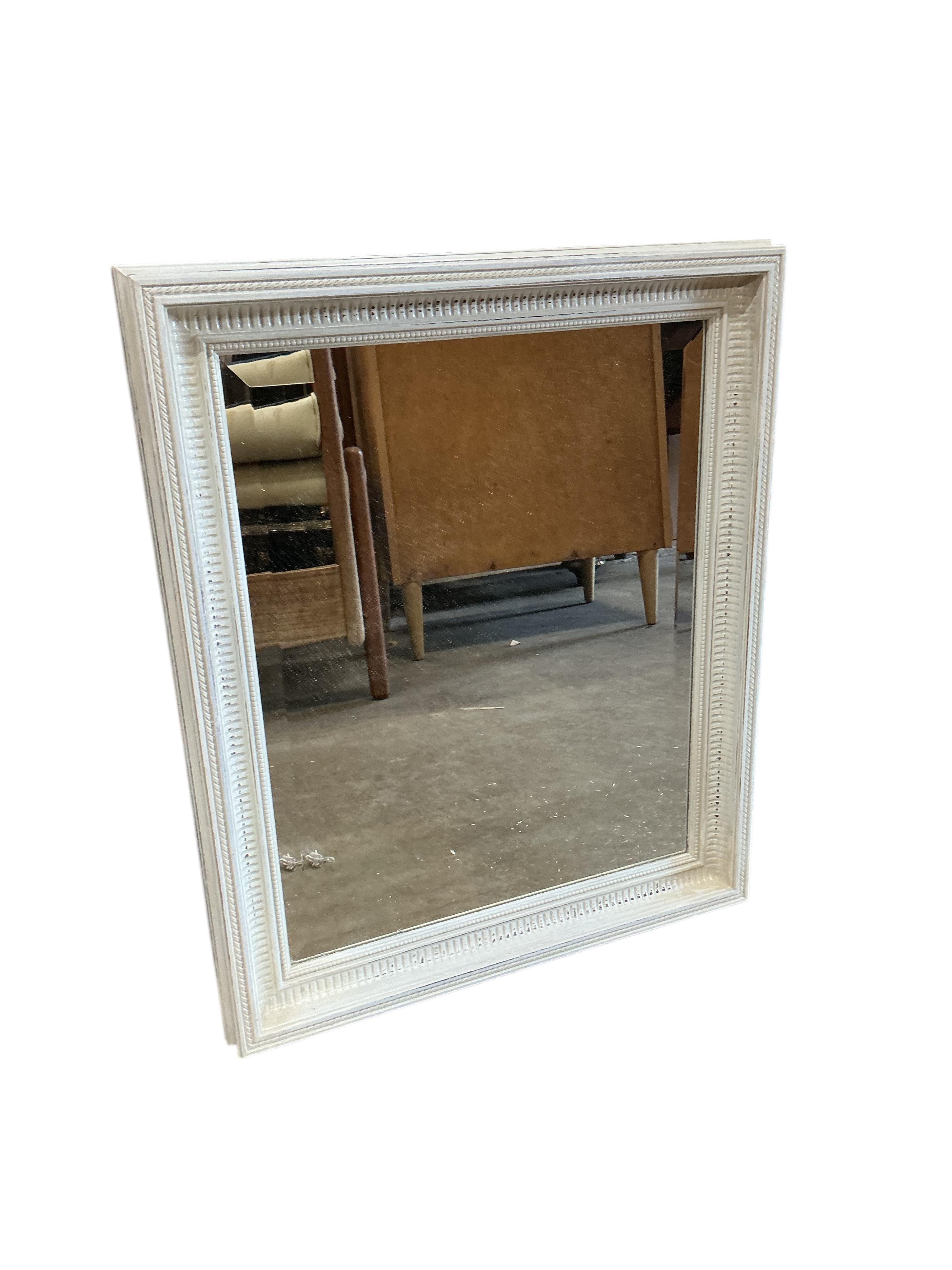 Four contemporary painted rectangular wall mirrors, largest 49cm wide, 103cm high